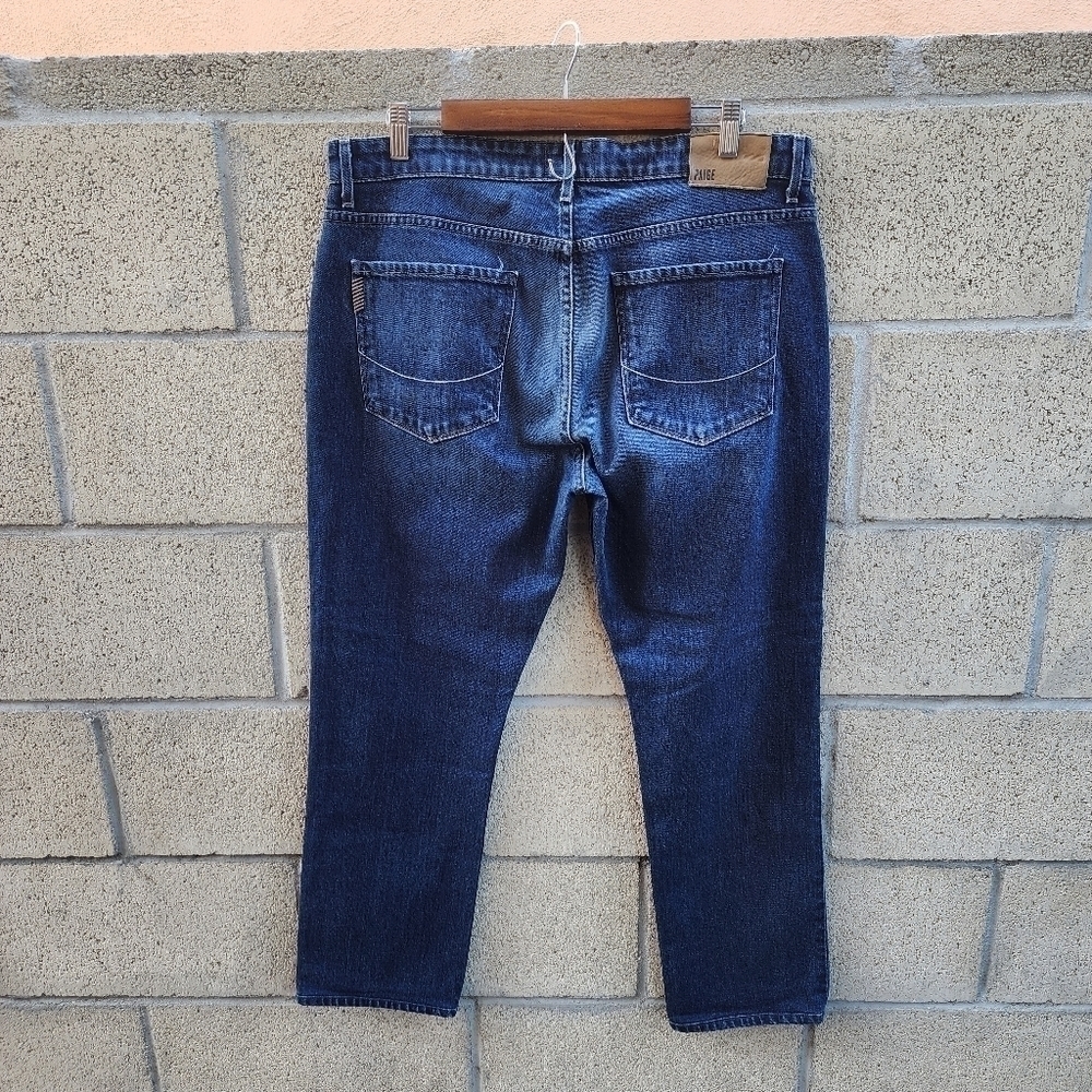 PAIGE Men's Slim Straight Jeans - Dark Blue - Picture 4 of 8